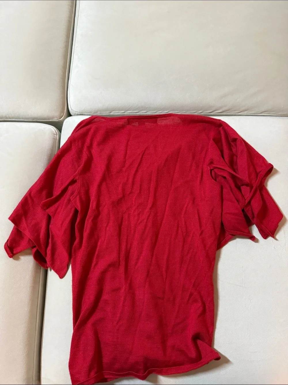 Ralph Lauren Bright Red V-Neck Flutter Sleeve Top